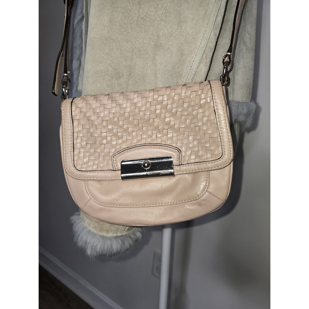 Coach Kristin Y2k Woven Leather Crossbody Bag Blush Pink Purse